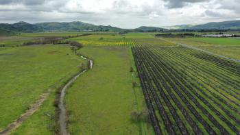 An aerial view of Fisher Creek on a cloudy day