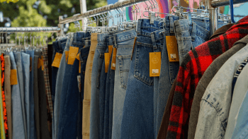 A rack of second hand clothing