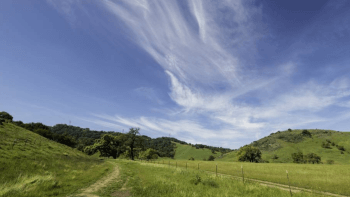 Coyote Valley Landscape with blue skies and wispy clouds